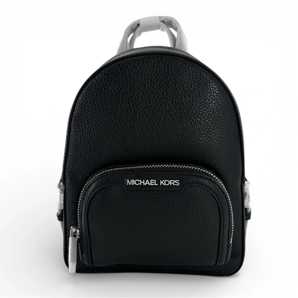 Michael Kors Jaycee XS Black Pebbled Leather Convertible Mini Backpack Crossbody